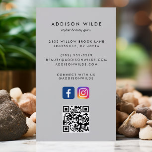 Soft Gray Social Media Instagramm Facebook QR Code Visitenkarte