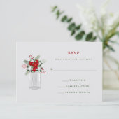 Soft Gray Winter Holiday Mason Jar Wedding RSVP Karte (Stehend Vorderseite)