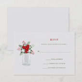 Soft Gray Winter Holiday Mason Jar Wedding RSVP Karte (Vorne/Hinten)