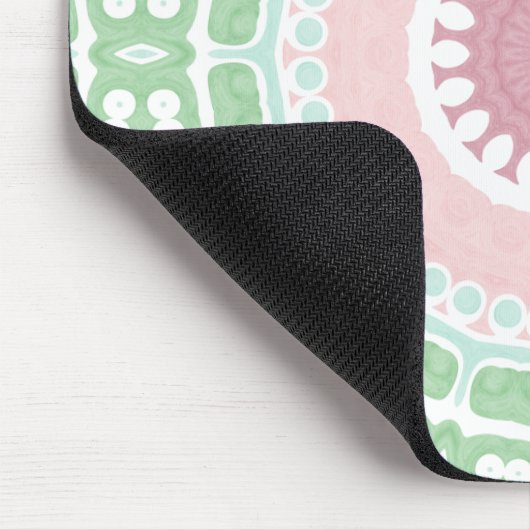 Soft Green and Blush Mandala Pattern Mousepad (Ecke)