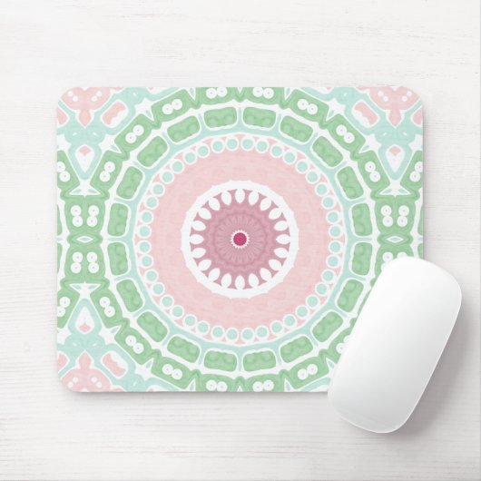 Soft Green and Blush Mandala Pattern Mousepad (Mit Mouse)