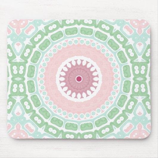 Soft Green and Blush Mandala Pattern Mousepad (Vorne)