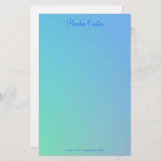 Soft Green Aqua Blue Ombre Briefpapier (Vorne/Hinten)