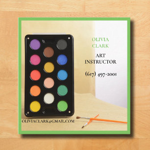 Soft Green Artist/Tutor/Lehrer Art Quadratische Visitenkarte