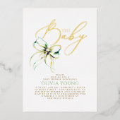 Soft Green Bow Elegant Gender Neutral Baby Shower Folieneinladung (Vorderseite)