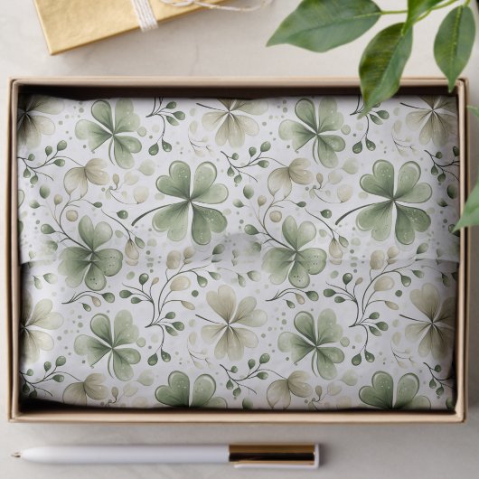 Soft Green & Cream Shamrock Pattern Tissue Paper Seidenpapier