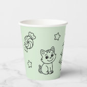 Soft Green Cute Girl and Cat Christmas Design Pappbecher (Vorderseite)