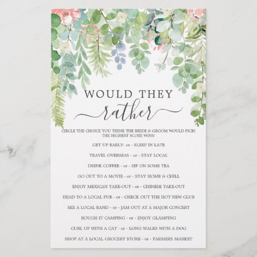 Soft Green Double Side Brautparty Games (Vorderseite)