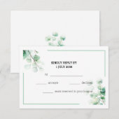 Soft Green Elegantus Eucalyptus Twigs Wedding RSVP Karte (Vorne/Hinten)