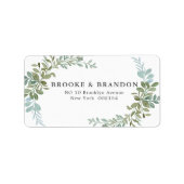 Soft Green Eucalyptus Watercolor Rustic Wedding Adressaufkleber (Vorne)