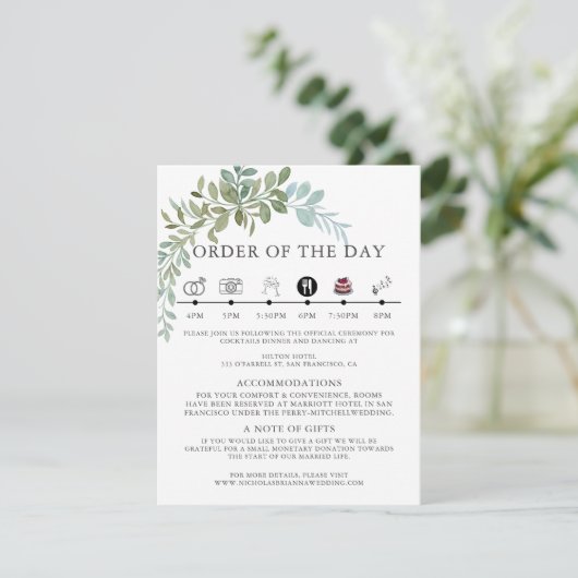 Soft Green Eucalyptus Watercolor Rustic Wedding Begleitkarte (Stehend Vorderseite)