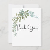 Soft Green Eucalyptus Watercolor Rustic Wedding Dankeskarte (Vorderseite)