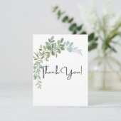Soft Green Eucalyptus Watercolor Rustic Wedding Dankeskarte (Stehend Vorderseite)