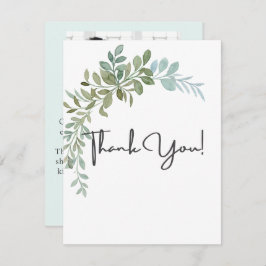 Soft Green Eucalyptus Watercolor Rustic Wedding Dankeskarte