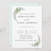 Soft Green Eucalyptus Watercolor Rustic Wedding Einladung (Vorne/Hinten)