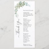 Soft Green Eucalyptus Watercolor Rustic Wedding Menükarte (Rückseite)