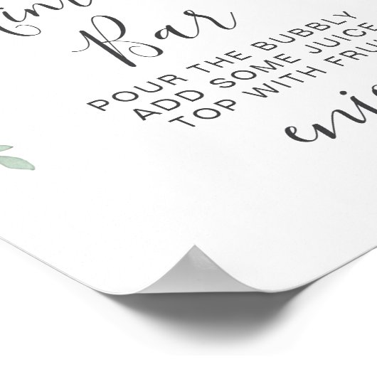 Soft Green Eucalyptus Watercolor Rustic Wedding Poster (Ecke)