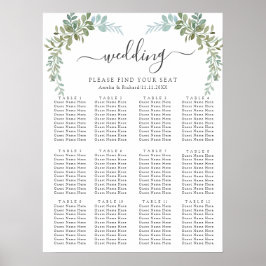 Soft Green Eucalyptus Watercolor Rustic Wedding Poster