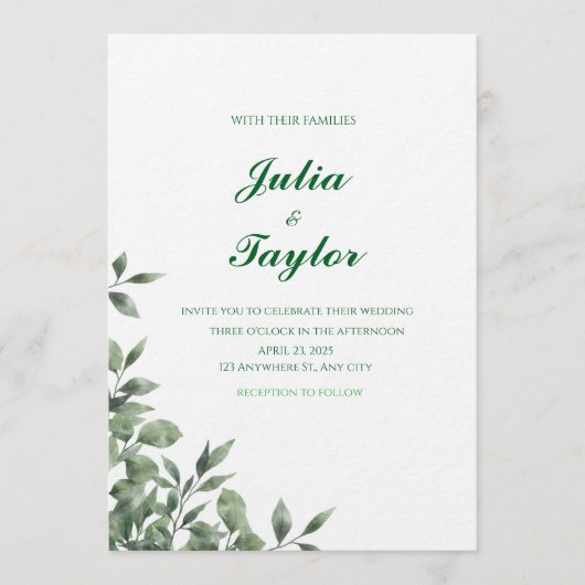 Soft Green Minimalist Invitation Einladung (Vorderseite)