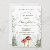 Soft Green Mushroom Thema Kinderdusche Einladung (Vorderseite)