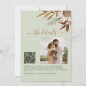 Soft green rust leaves boho floral fall wedding einladung (Rückseite)