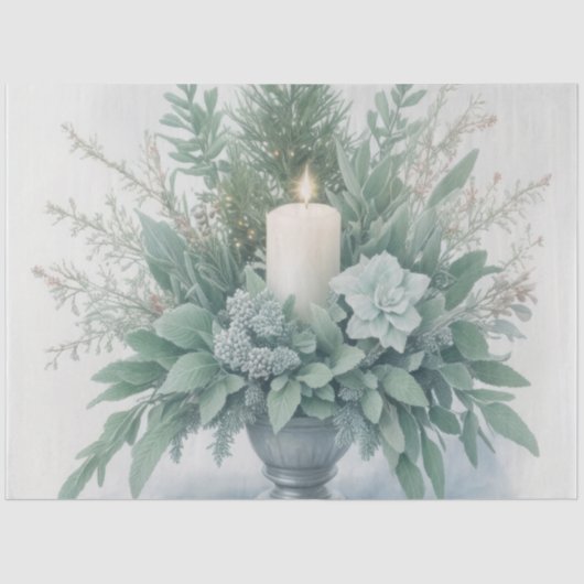 Soft Green Tones Weihnachtskerze Seidenpapier (Vorderseite)