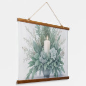 Soft Green Tones Weihnachtskerze Wandteppich Mit Holzrahmen (Gewinkelt)