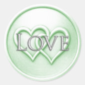 Soft Green Two Hearts Intertwined Wedding Runder Aufkleber (Vorderseite)