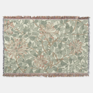 Soft Green Vintag William Morris Honeysuckle Decke