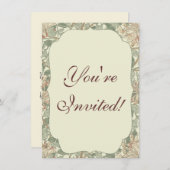 Soft Green Vintag William Morris Honeysuckle Einladung (Vorne/Hinten)