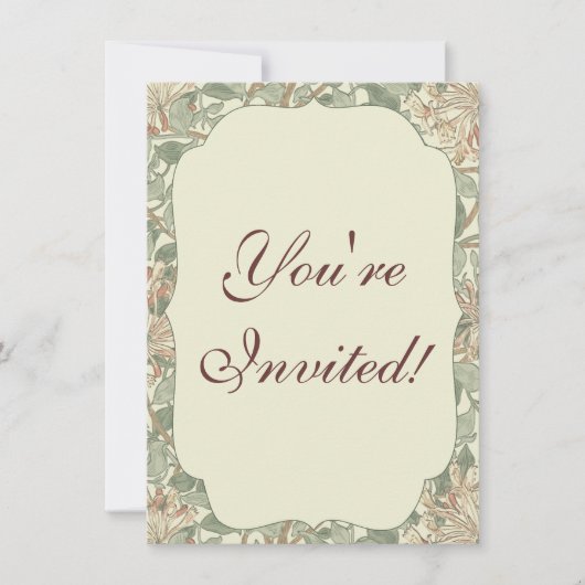 Soft Green Vintag William Morris Honeysuckle Einladung (Vorderseite)