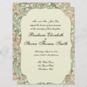 Soft Green Vintag William Morris Honeysuckle Einladung (Vorne/Hinten)