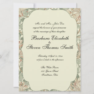 Soft Green Vintag William Morris Honeysuckle Einladung