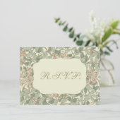 Soft Green Vintag William Morris Honeysuckle Einladung (Stehend Vorderseite)