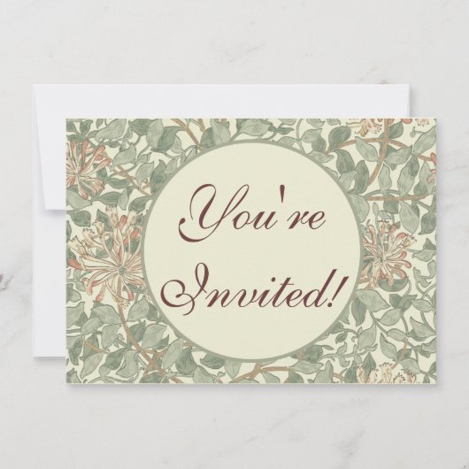 Soft Green Vintag William Morris Honeysuckle Einladung (Vorderseite)