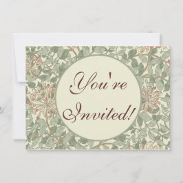Soft Green Vintag William Morris Honeysuckle Einladung