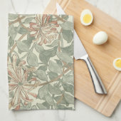 Soft Green Vintag William Morris Honeysuckle Geschirrtuch (Viertel Falte)