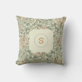 Soft Green Vintag William Morris Honeysuckle Kissen