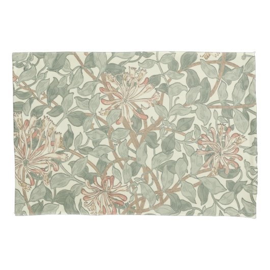 Soft Green Vintag William Morris Honeysuckle Kissenbezug (Vorderseite)