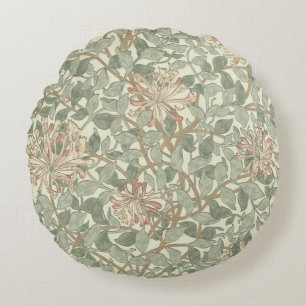 Soft Green Vintag William Morris Honeysuckle Rundes Kissen