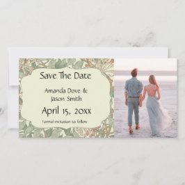 Soft Green Vintag William Morris Honeysuckle Save The Date