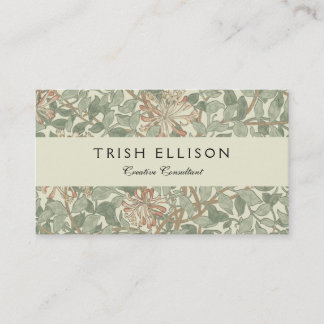 Soft Green Vintag William Morris Honeysuckle Visitenkarte