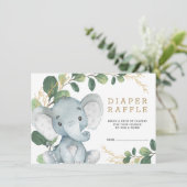 Soft Greenerenery Gold Baby Elephant Diaper Raffle Begleitkarte (Stehend Vorderseite)