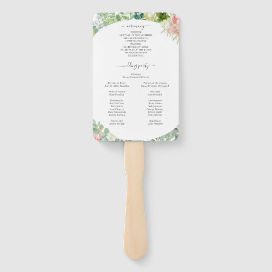 Soft Greenerity Wedding Fan Programm Fächer (Rückseite)
