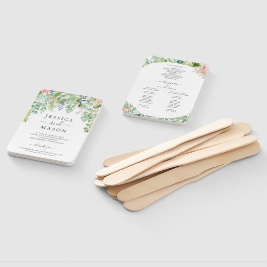 Soft Greenerity Wedding Fan Programm Fächer (Non-assembled)