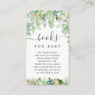 Soft Greenery Book Request Baby Shower Card Begleitkarte