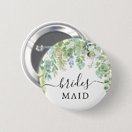 Soft Greenery Brautparty Button Bridesmaid