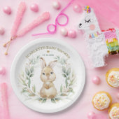 Soft Greenery Bunny Oaster Rabbit Baby Dusche Pappteller (Party)