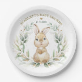 Soft Greenery Bunny Oaster Rabbit Baby Dusche Pappteller (Vorderseite)