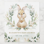 Soft Greenery Bunny Oaster Rabbit Baby Dusche Weinetikett (Einzelnes Label)